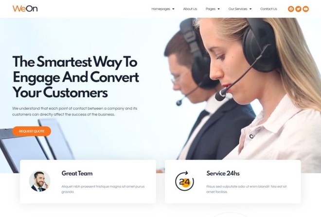 Weon - Call Center & Telemarketing Elementor Template Kit
