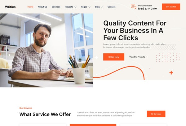 Writica – Content Writing Services Elementor Template Kit