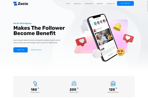Zocio – Social Media Marketing Agency Elementor Template Kit