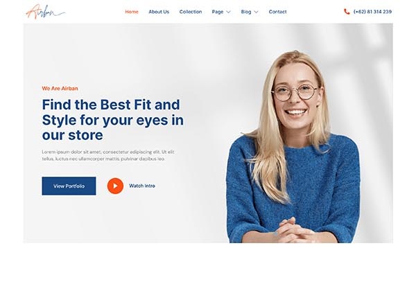Airban – Glasses & Eyewear Elementor Template Kit