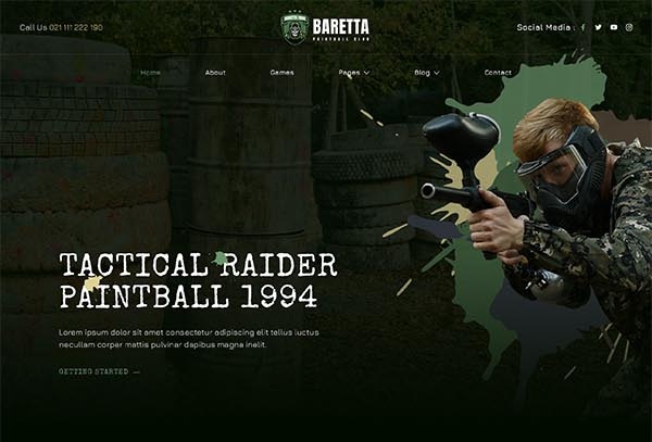 Baretta – Paintball & Airsoft Club Elementor Template Kit