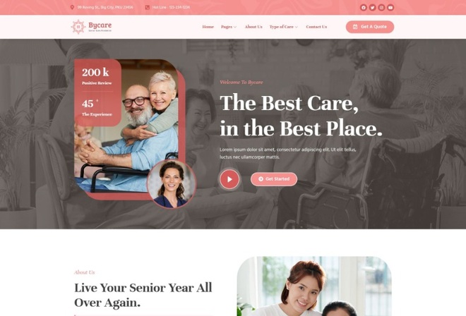 Bycare - Senior Care Foundation Elementor Template Kit