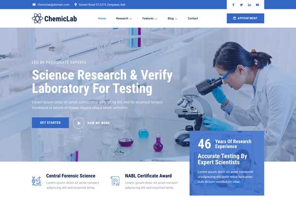 ChemicLab – Science Research & Laboratory Elementor Template Kit