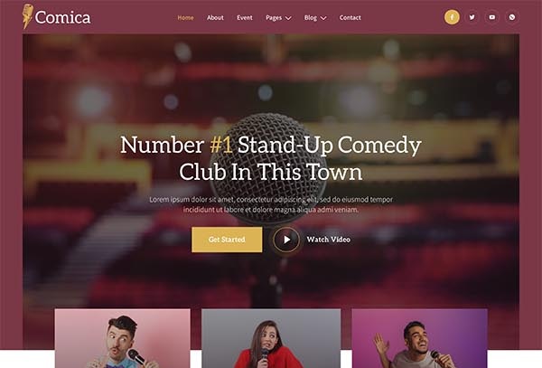 Comica – Stand-Up Comic & Comedy Club Elementor Template Kit