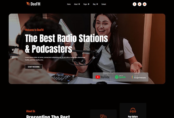 DeeFM - Radio Station & Podcaster Elementor Pro Template Kit