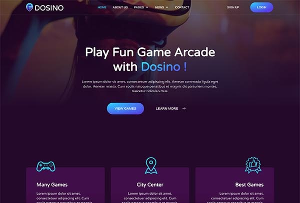 Dosino – Arcade Games & Attractions Elementor Template Kit