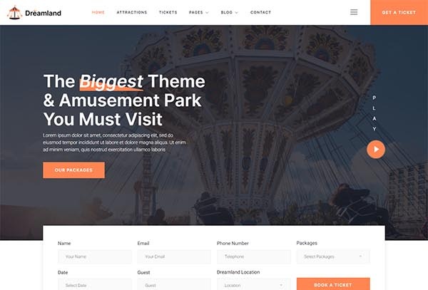 Dreamland – Amusement & Theme Park Elementor Template Kit