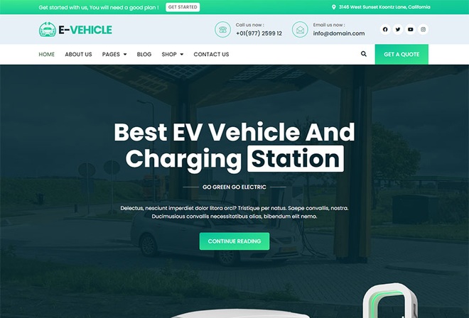 Evehicle - Electric Vehicle & Charging Station Elementor Template Kit