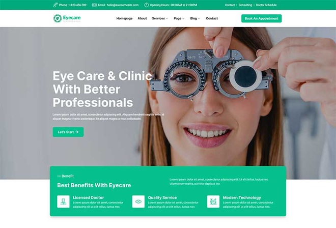 Eyecare – Optometrist & Eye Care Elementor Template Kit