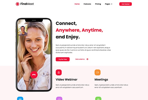Findmeet - Video Conference Elementor Template Kit