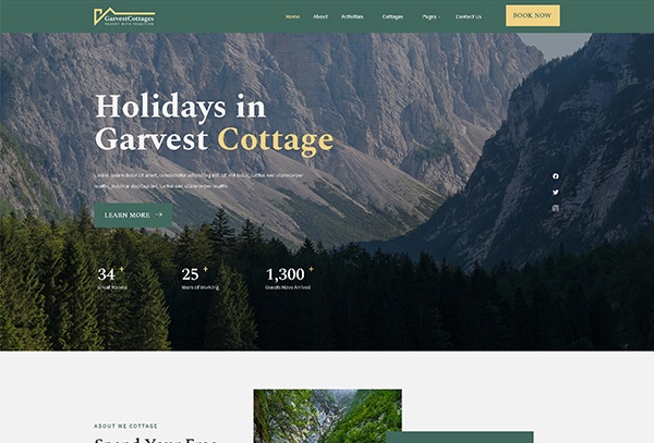 Garvest - Nature Cottages Elementor Template Kit