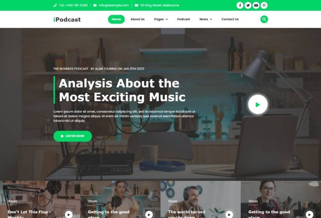 iPodcast - Modern Podcast Elementor Template Kit