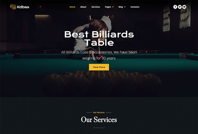 Kdbas - Billiard Club Elementor Template Kit