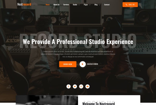 Nextrecord – Recording & Sound Studio Elementor Template Kit