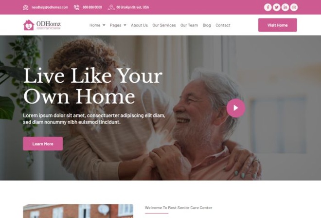 Odhomz - Senior Care Elementor Template Kit