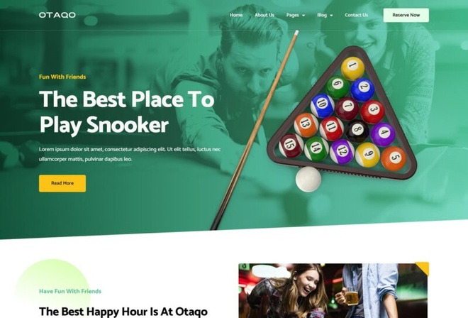 Otaqo - Snooker Bar Elementor Template Kit