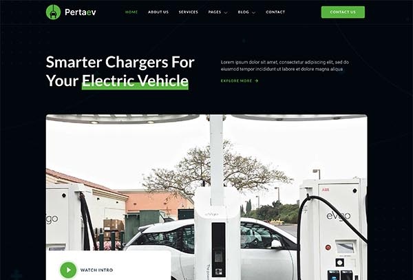 Pertaev – Electric Vehicle & Charging Station Elementor Template Kit