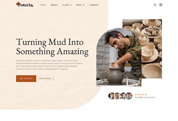 Poteria – Pottery Class & Studio Elementor Template Kit