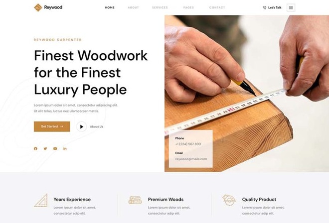 Reywood - Carpenter & Craftsman Elementor Template Kit