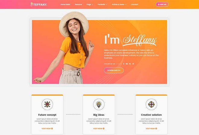 Steffany - Cv Resume Elementor Template Kit