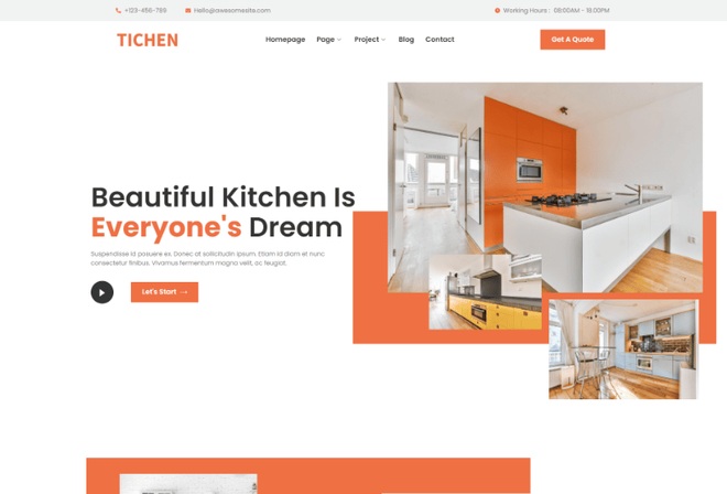 Tichen - Modern Kitchen Elementor Template Kit