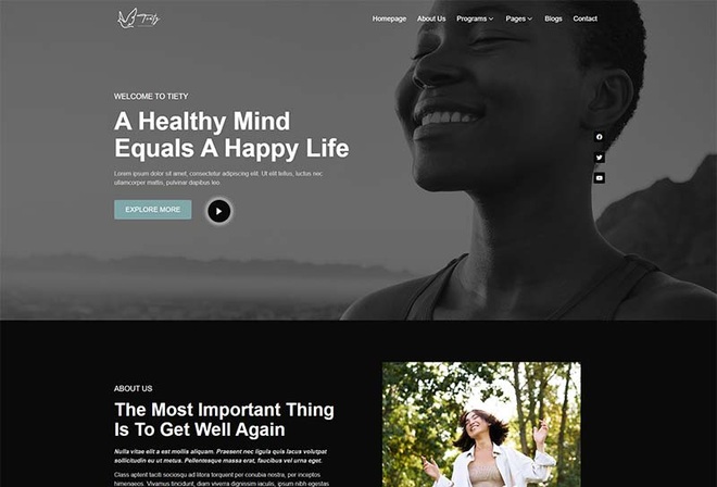 Tiety - Addiction Recovery and Rehabilitation Center Elementor Template Kit