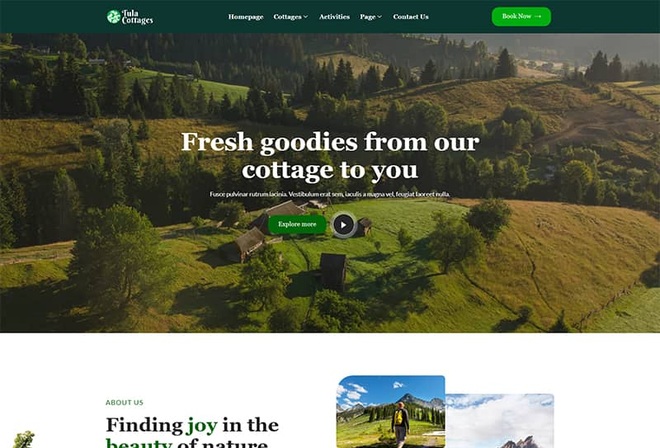 Tula - Nature Cottages Elementor Template Kit