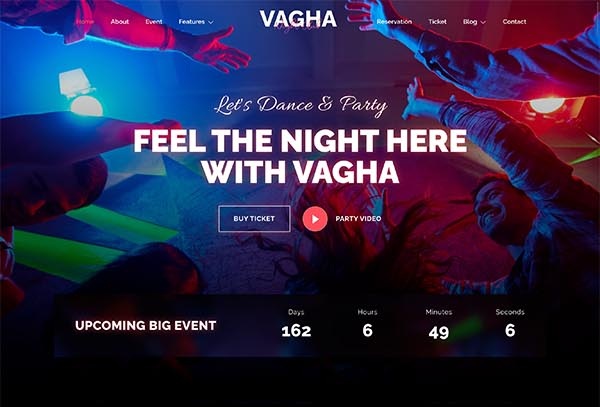Vagha – Night Club & DJ Elementor Template Kit