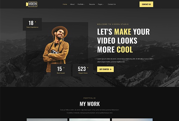 Videen - Editor Video Studio Elementor Template Kit
