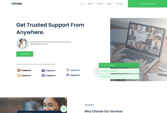 Virtuelly - Virtual Assistant Elementor Kit