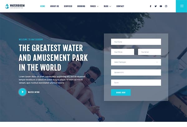 Waterboom – Water & Amusement Park Elementor Template Kit