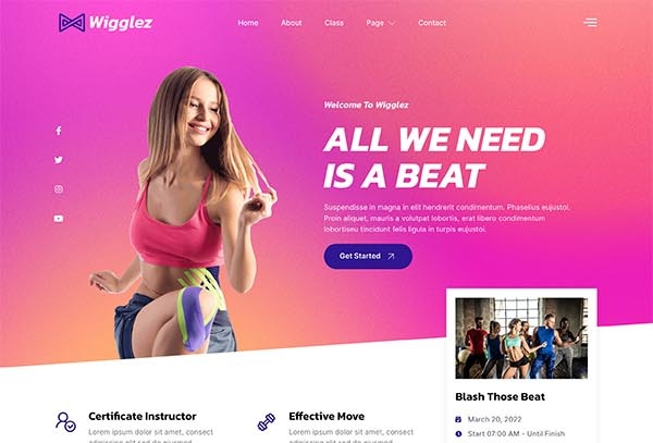Wigglez – Aerobic & Zumba Studio Elementor Template Kit