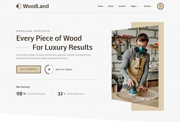 WoodLand – Carpenter & Craftsman Elementor Template Kit