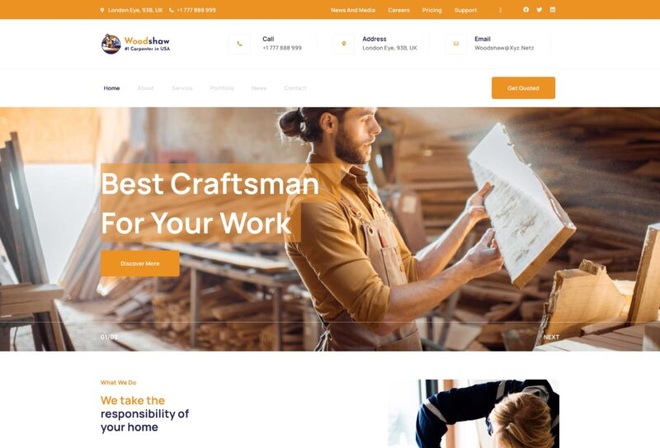 Woodsaw - Carpenter Elementor Template Kit