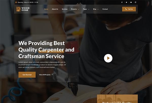 Woodzone – Carpenter & Craftsman Elementor Template Kit