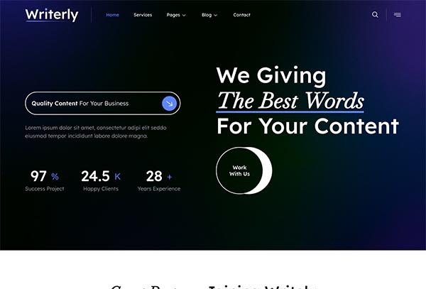 Writerly – Content Writing & Copywriting Elementor Template Kit